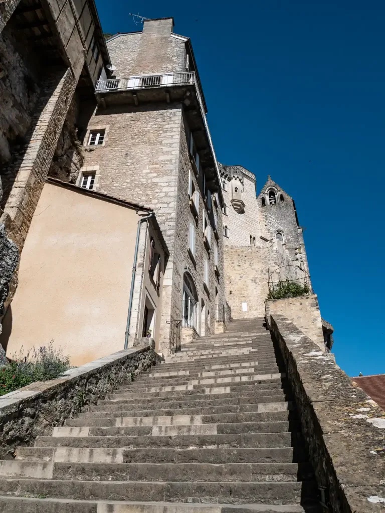 De Grand Escalier van Rocamadour, de trap van 216 treden naar de Cité religieuse
